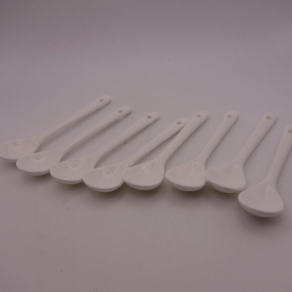 Set of Eight(8) Ceramic Coffee Tea Spoons with Hole in Top of Handle - Picture 1 of 11